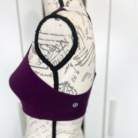 Lululemon All Sport Bra Plum/Pow Stripe Raspberry Glo Light - Picture 7 of 10